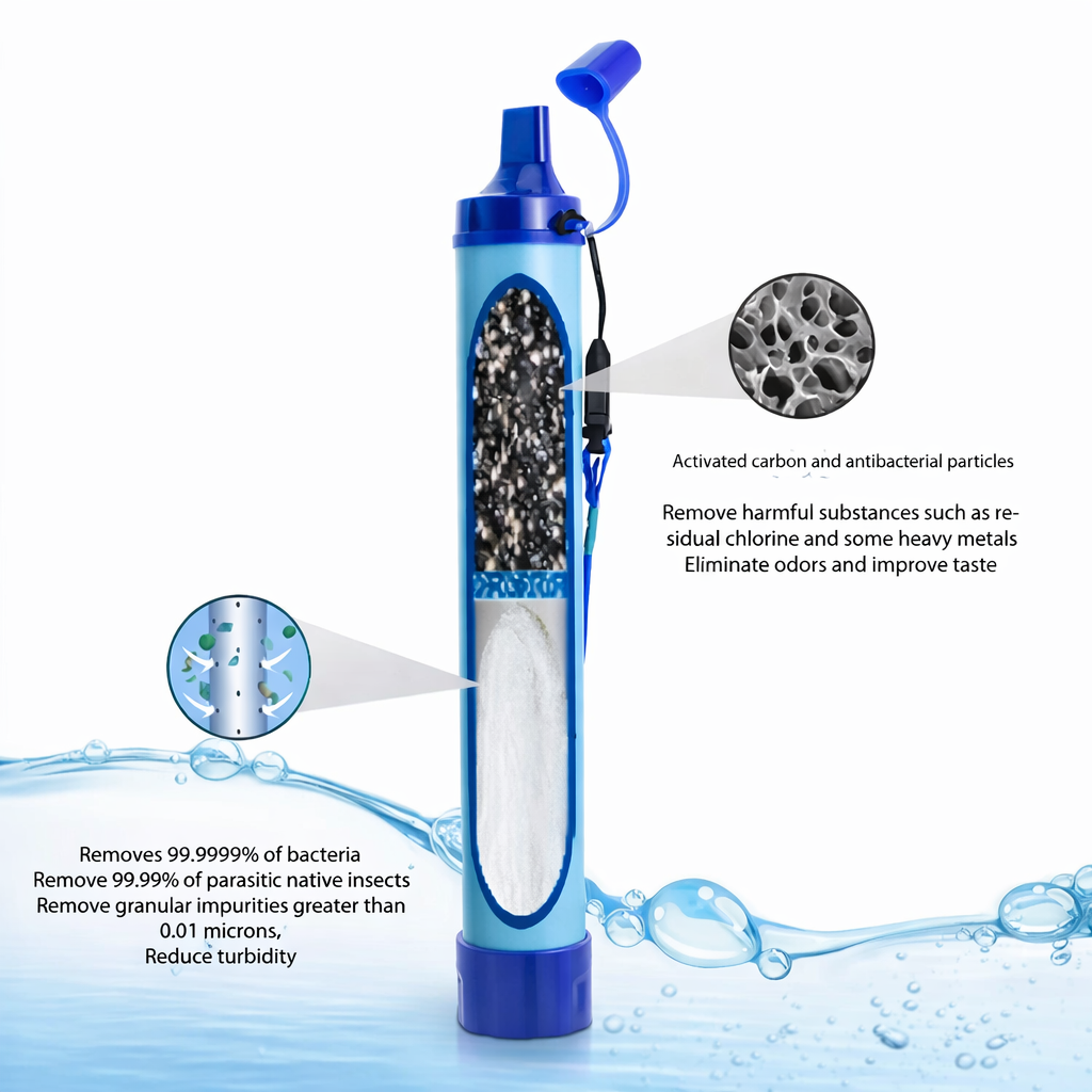 Portable Water Filter Straw - Safe Drinking Water Anywhere (Emergency & Outdoor Use)
